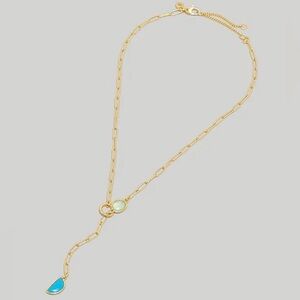 Madewell Stone Collection Green Apophyllite & Turquoise Necklace Vintage Gold